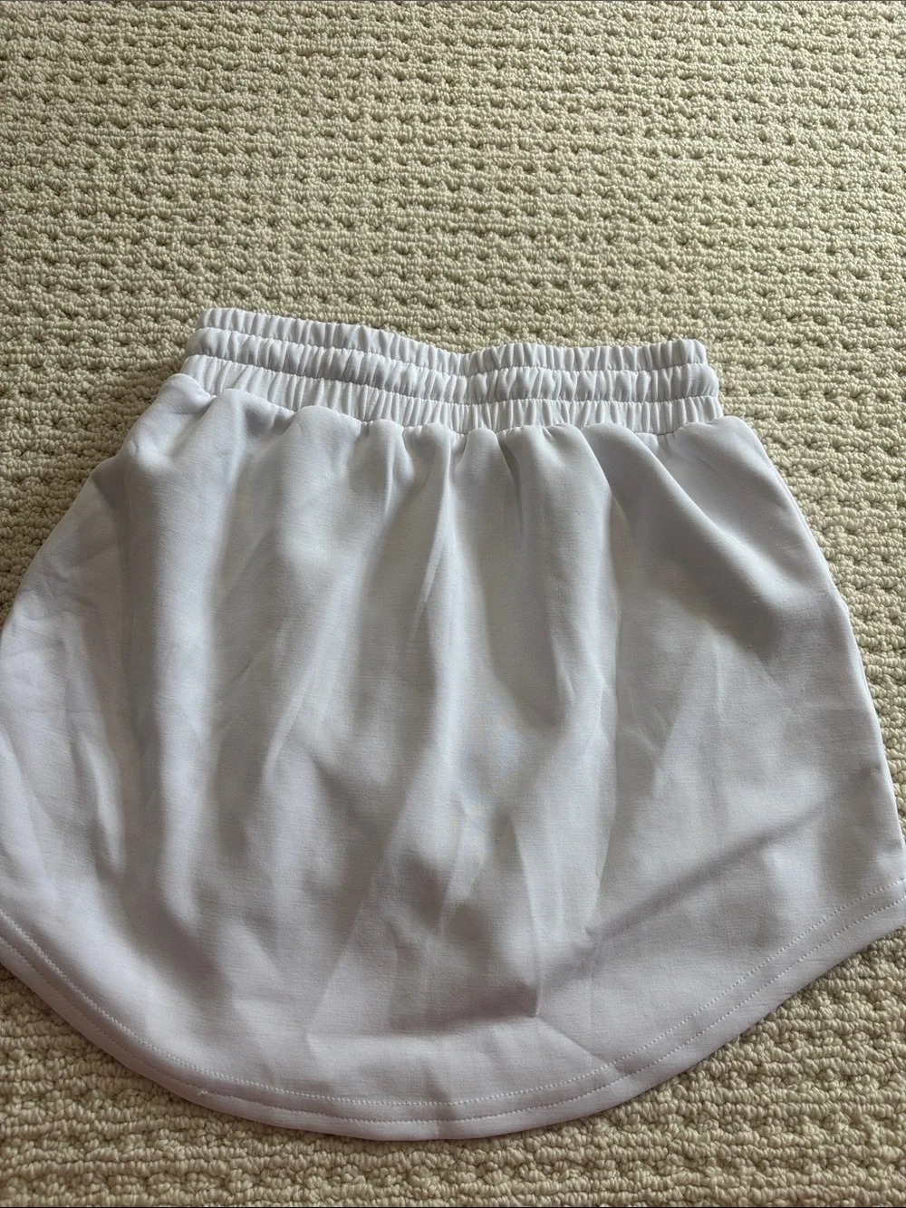 White Drawstring Active Mini Skirt with Side Pockets - Picture 2 of 3